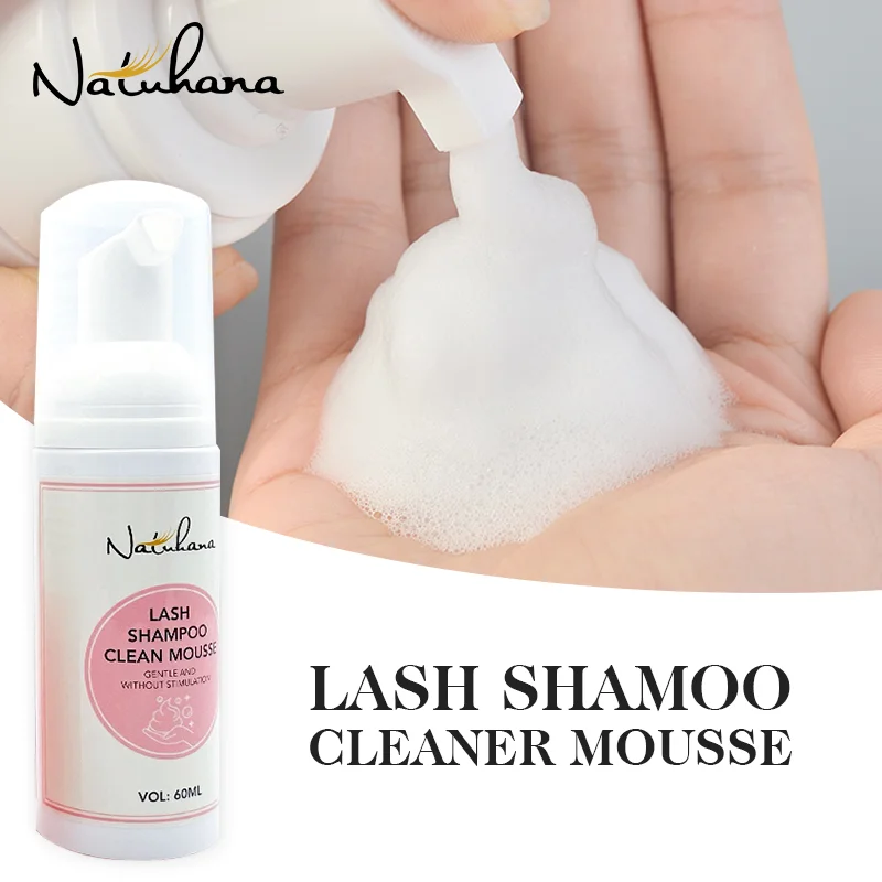 

NATUHANA Eyelash Shampoo Gentle Cleansing Eyelashes/Grafting Extension Eyelashes Mousse Foam Pro Eyelash Cleaner Makeup Tools