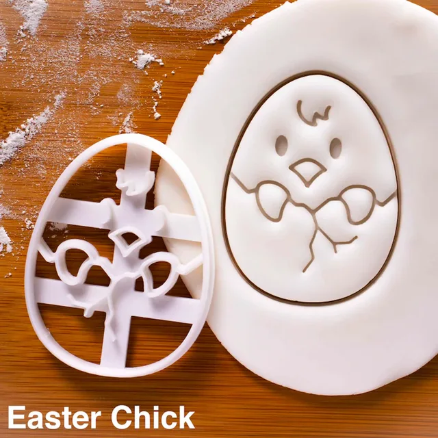 Cartoon Easter Egg Cookie Embosser Mold Cute Bunny Chick Shaped Fondant Icing Biscuit Cutting Die Set Baking Cake Decoating Tool 4