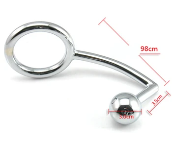Male Chastity Cock Lock Anal Plugs /Cock Lock intruder with ball /Male metal Anal hook ring butt plug Alternative sex toys 5