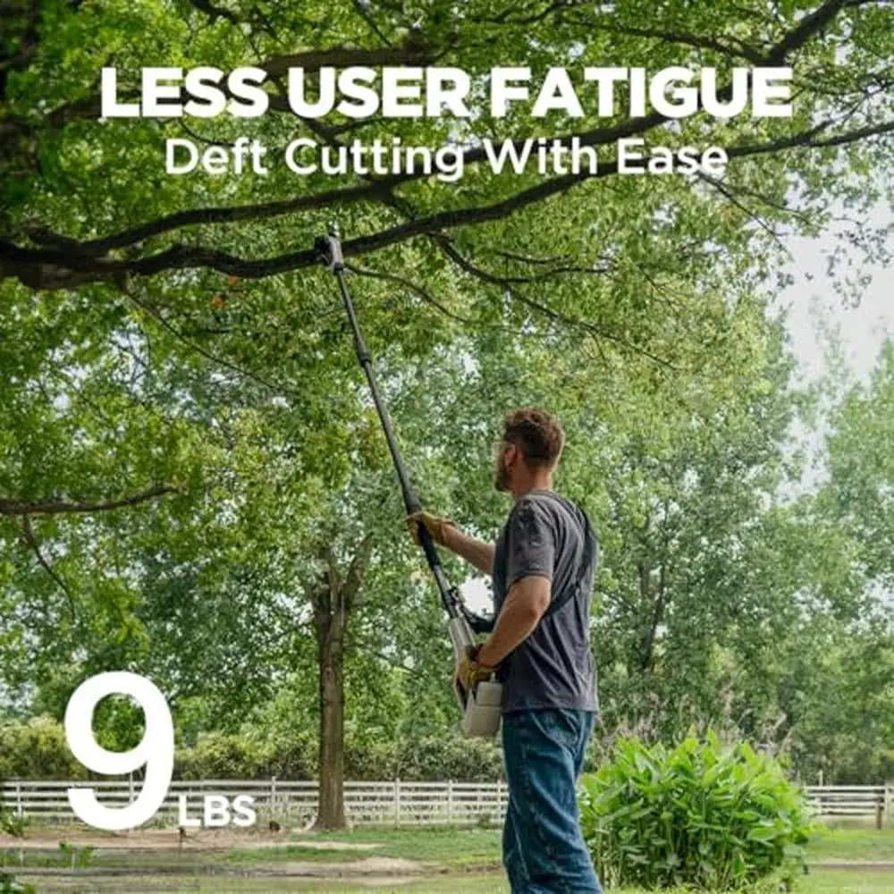 Electric Litheli U20 Pole Saw Tree Trimming 8'' Cordless Pruner 27.5ft/s Cutting Speed with 2.5Ah Battery & Extendable Pole