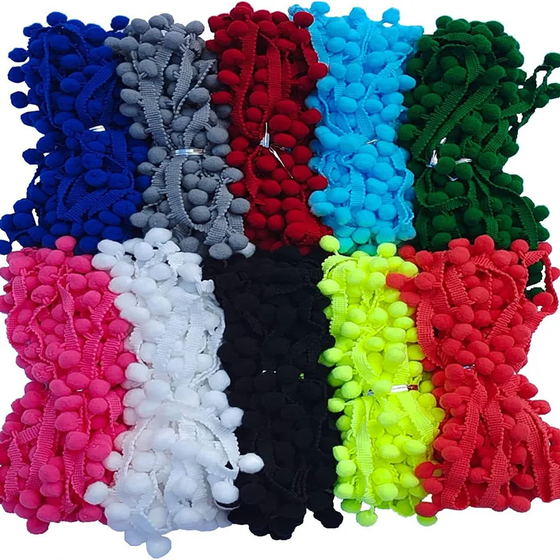 Description Picture 4 of item20Yards Pom Pom Lace Trim Ball Ribbon Pompom Fringe Trim Ribbon Sewing Lace Kintted Fabric Handmade Lace DIY Craft Accessories