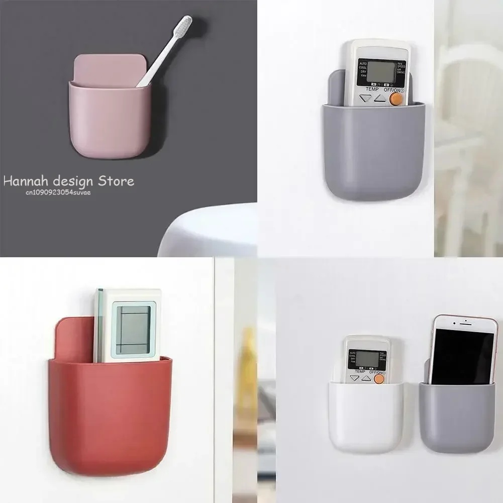 Home Office Wall Mounted Self adhesive Storage Box for Air Conditioner TV Remote Control Mobile Phone Holder Pen Organizer