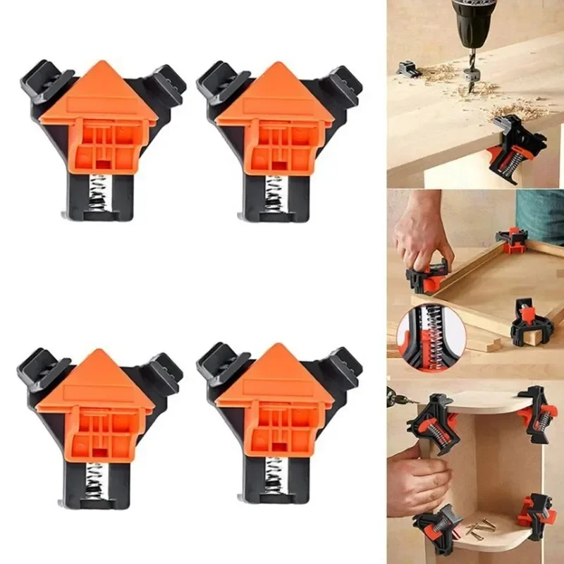 Woodworking Clamps 4 PCS 90&deg; Woodworking Angle Clamps Right Angle Clamp Holder with Adjustable Hand Tools for Woodworking Project Picture Frames