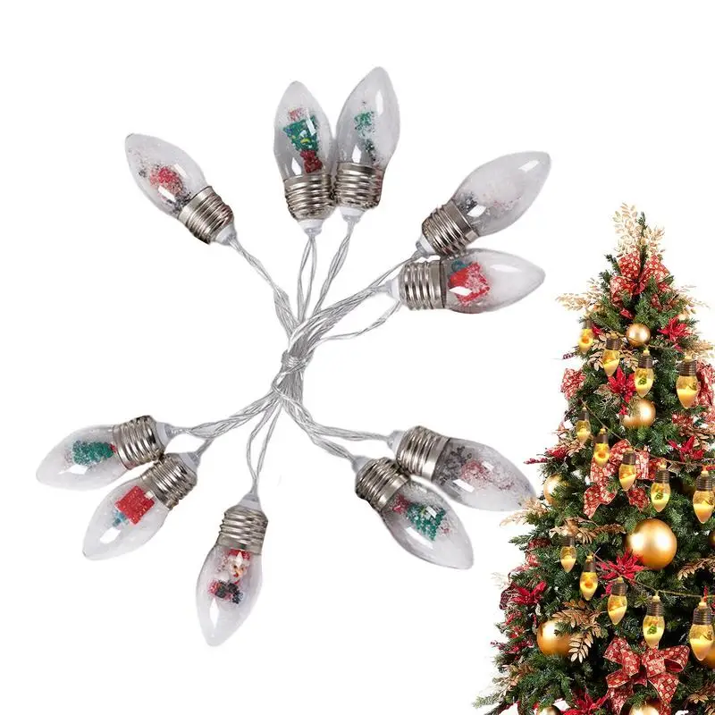 

Christmas Snow Globe String Lights LED Globe Patio Lights With Santa Snowman Room Battery Operated Or USB Mini Decorative Light