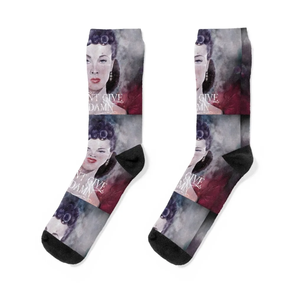 

Gone With The Wind quote I don't give a damn Scarlett O'Hara Watercolor Socks aesthetic Toe sports Girl'S Socks Men's