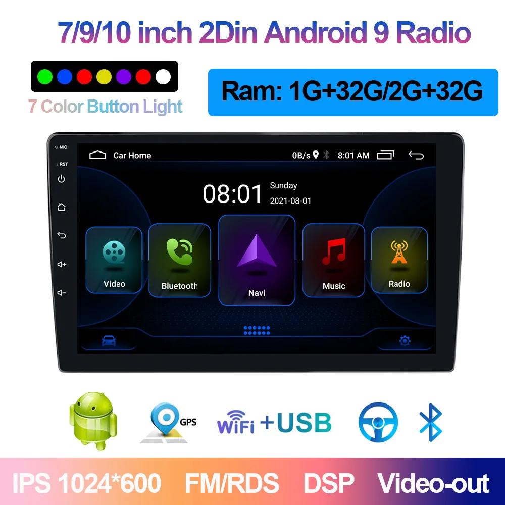 ESSGOO Autoradio Android 10 Car Stereo 7 inch 2 din Radio WIFI BT 2.5D IPS  Touch Screen GPS Navigation For Nissan Toyota