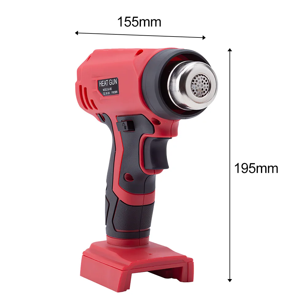 360W Cordless Heat Gun Portable 400℃ Hot Air Gun with 4 Nozzle Fit for Milwaukee 18V Battery (No Battery) 6