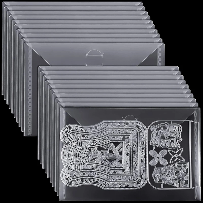 stamp die storage bag 21Piece Clear Stamp And Die Storage Pockets Die Cut Storage Bag Scrapbooking Envelopes (5 X 7 Inch)