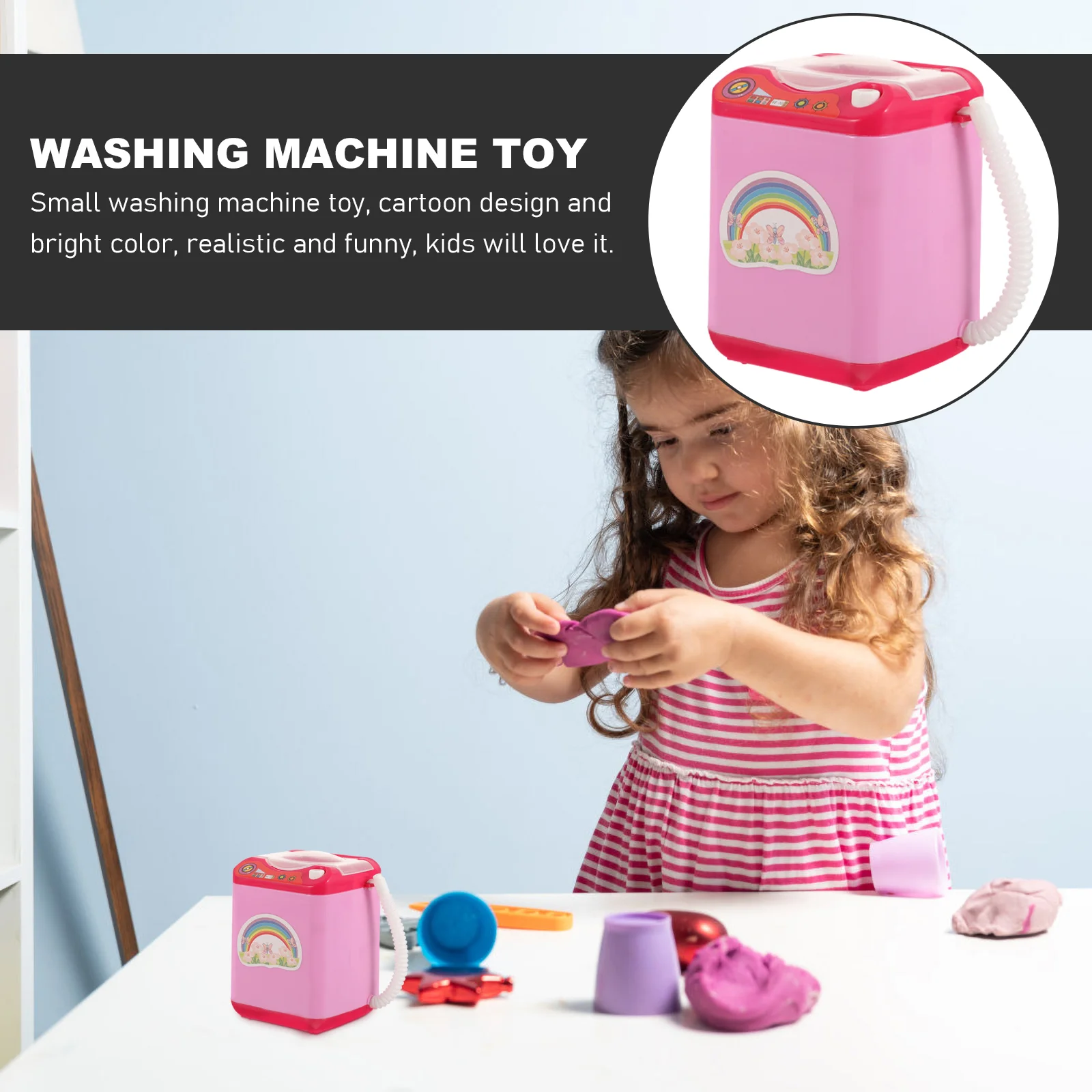 Dollhouse Plaything Mini Home Appliance Toy Washing Machine Child Pretend Role Cleaning 3