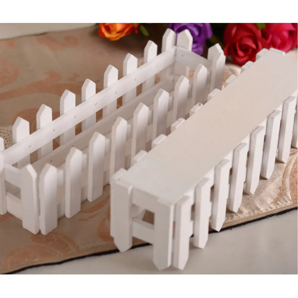 10cm 16cm 30cm Wooden Fence Vase With Foam Artificial Flower Vase Home Decoration Accessories Receiver Flower Set