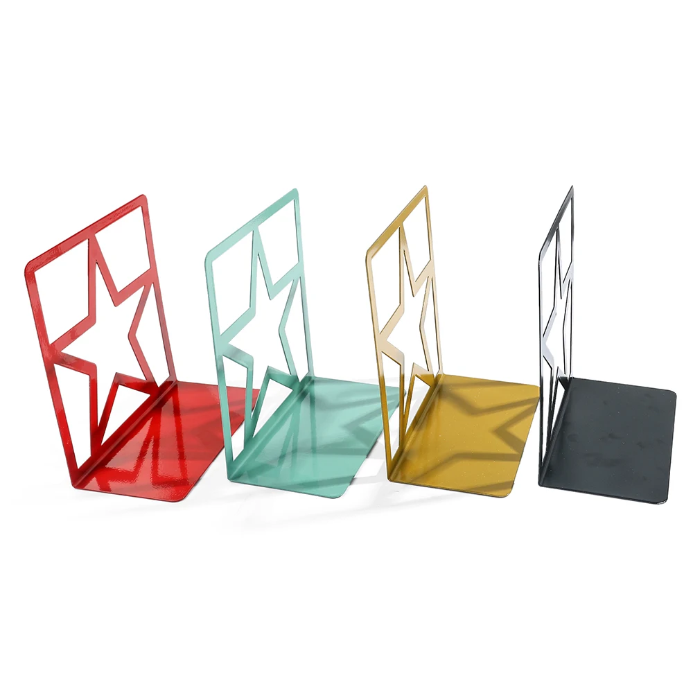 1Pair Five-pointed Star Hollow Bookstands Metal Star Bookends Book Support Office Decoration Book Rests Document Holder Gifts | book holder,book stand