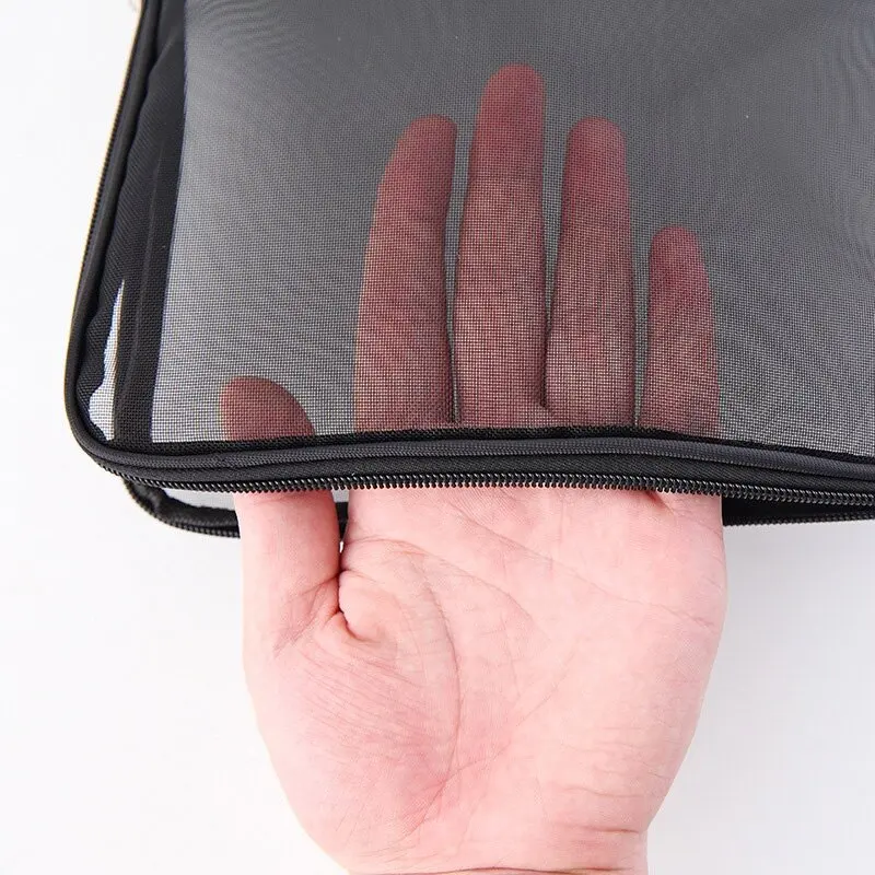 Big Size Pocket Folders Mesh Zipper File Bag Translucent Book Storage Document Box File