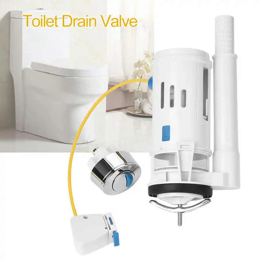 Toilet Push Button ABS Plastic Drain Valve Fitting Dual Drain Flush Water Accessory WC Flush Systems