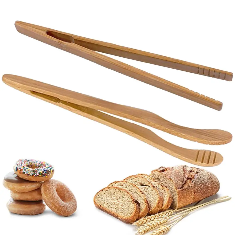 Wooden Tea Clip Tongs Bamboo Salad Food Toast Bend Clip Straight Clips Kitchen Accessories Teaware 1/2/4pcs