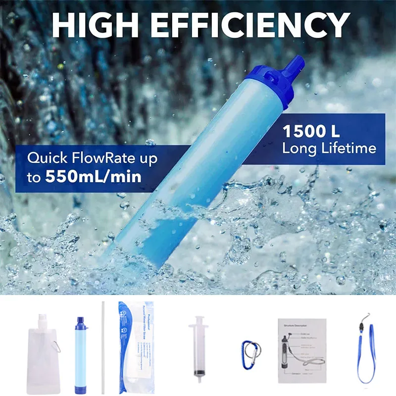 Personal Water Filter Portable Water Purifying Device for Hiking Camping Accessories Travel Hunting Survival Outing Backpacking Water Filter