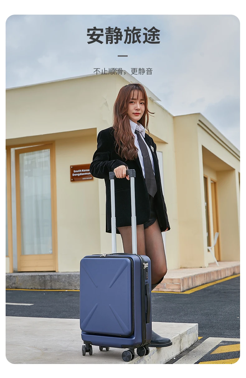 

A174 Front opening luggage compartmen tfemale side opening trolley box small 20 inch boarding and travel password box
