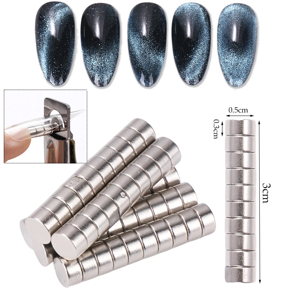 magnetic nail art tools 10/50pcs Small Magnets for Acrylic Nails Professional Nail Art Clipper False Tips Edge Cutters Tip Magnet Manicure Tools