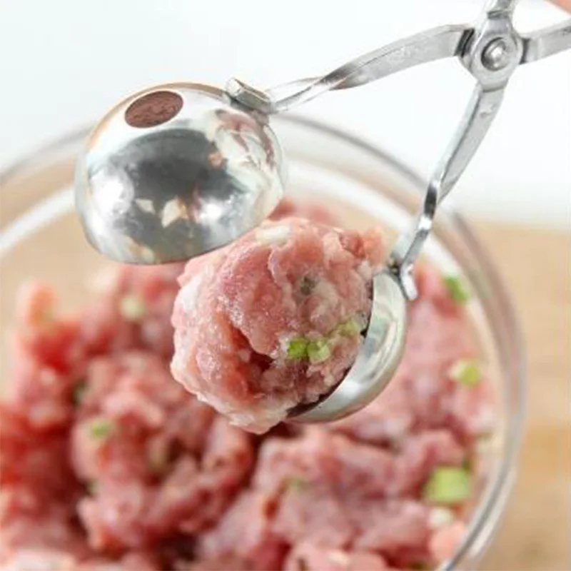 Geometric stainless steel meatball maker for homemade meatballs, barbecue, hot pot and more