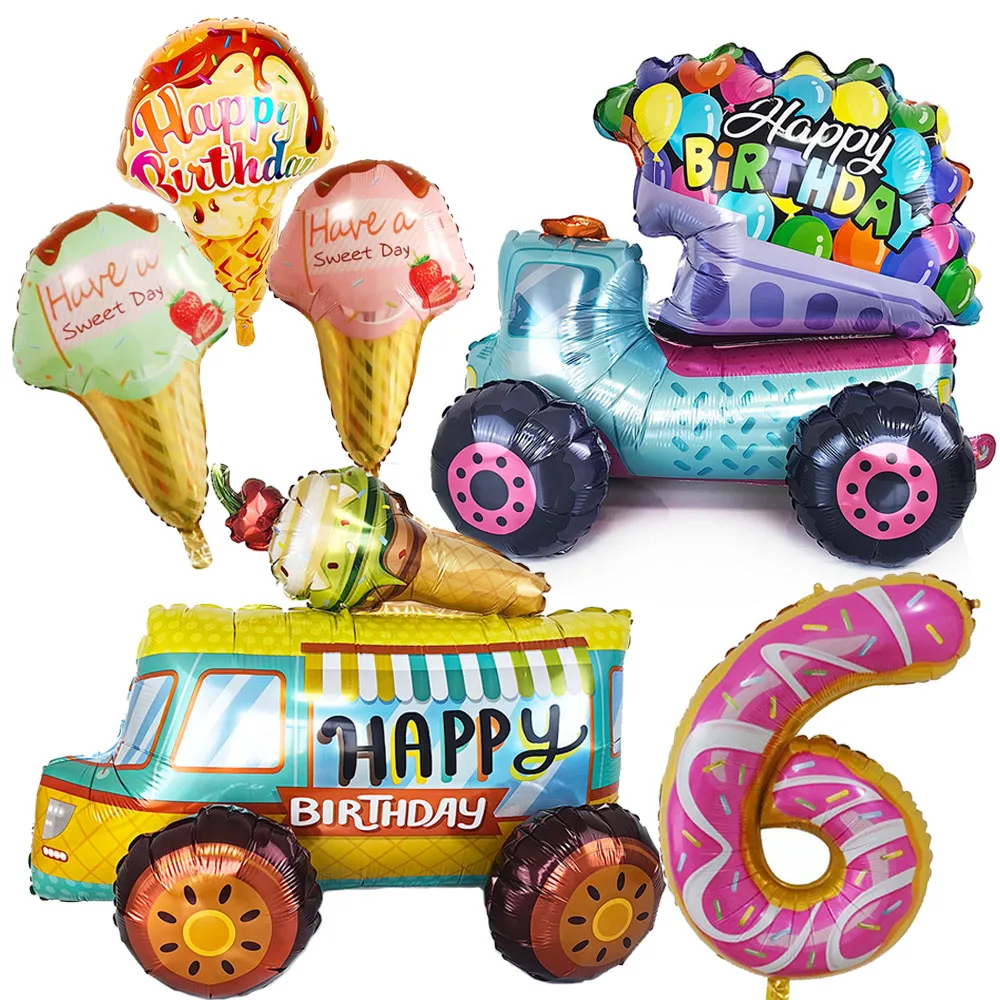 

Стоячий грузовик для мороженого, воздушный шар, Пончик, конфеты, конфеты, милый воздушный шар для дня рождения, товары для дня рождения
