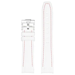 20mm Curved End Diving Waterproof Silicone Watch Strap in Rubber for 20mm (White pink)