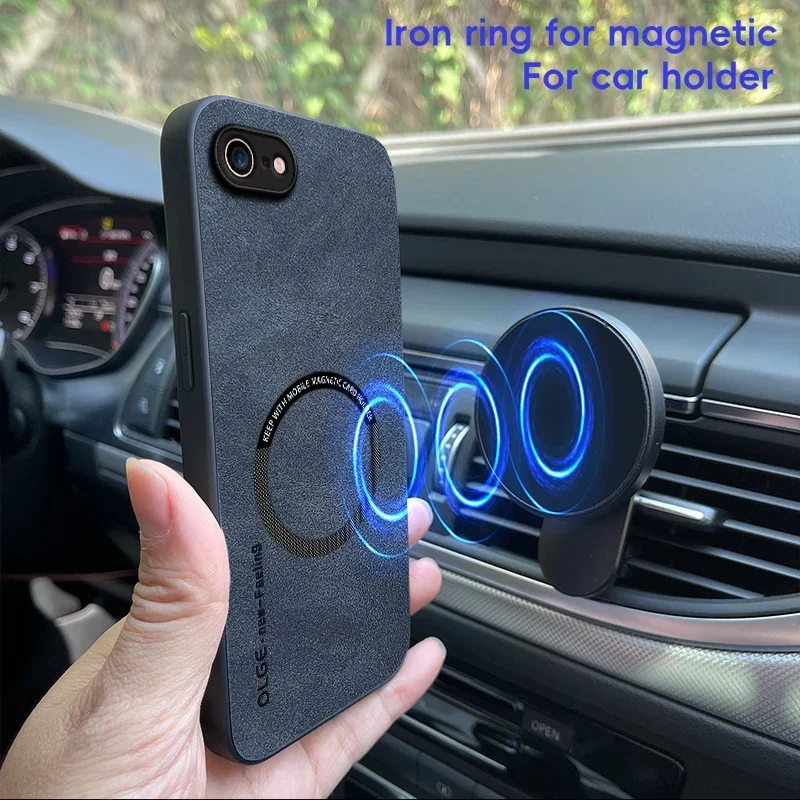 Magnetic Retro Leather Wireless Charging Phone Case Cover