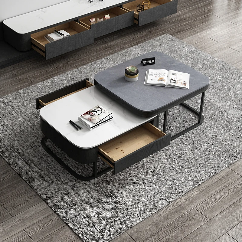 

Rock tea table combination household small apartment simple modern luxury Nordic style large and small tea table living room