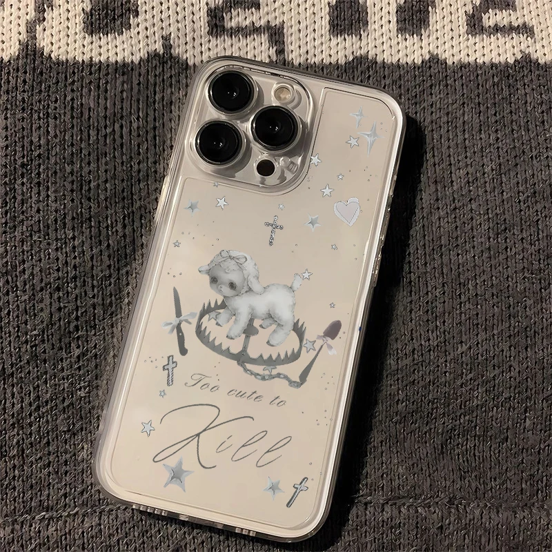 Korean INS Style Creative Cute Grey Lamb Clear Phone Case