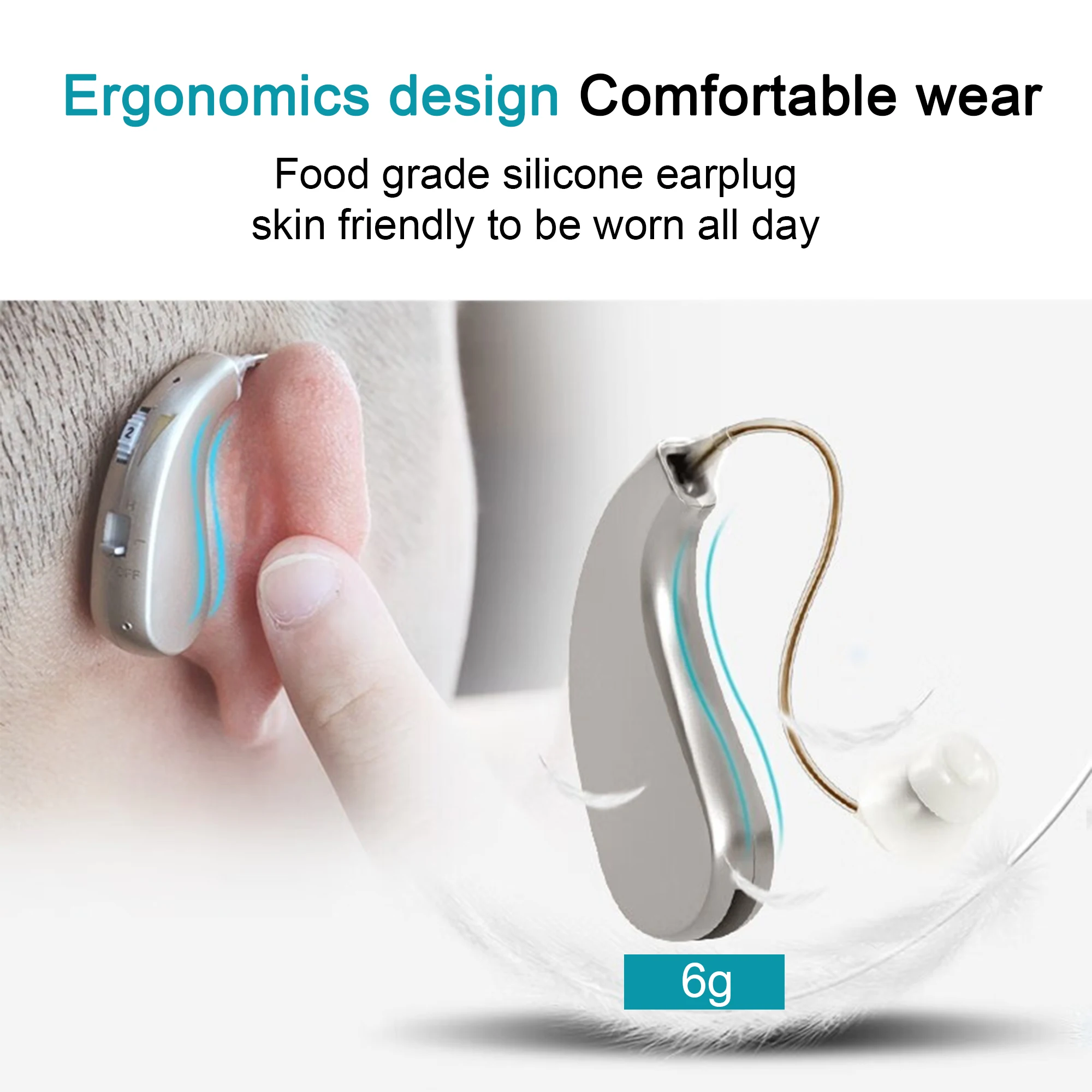 Rechargeable Hearing Aid Mini Adjustable Tone 2024 Best Sound Amplifier Portable Deaf Elderly RIC Hearing Aids 5