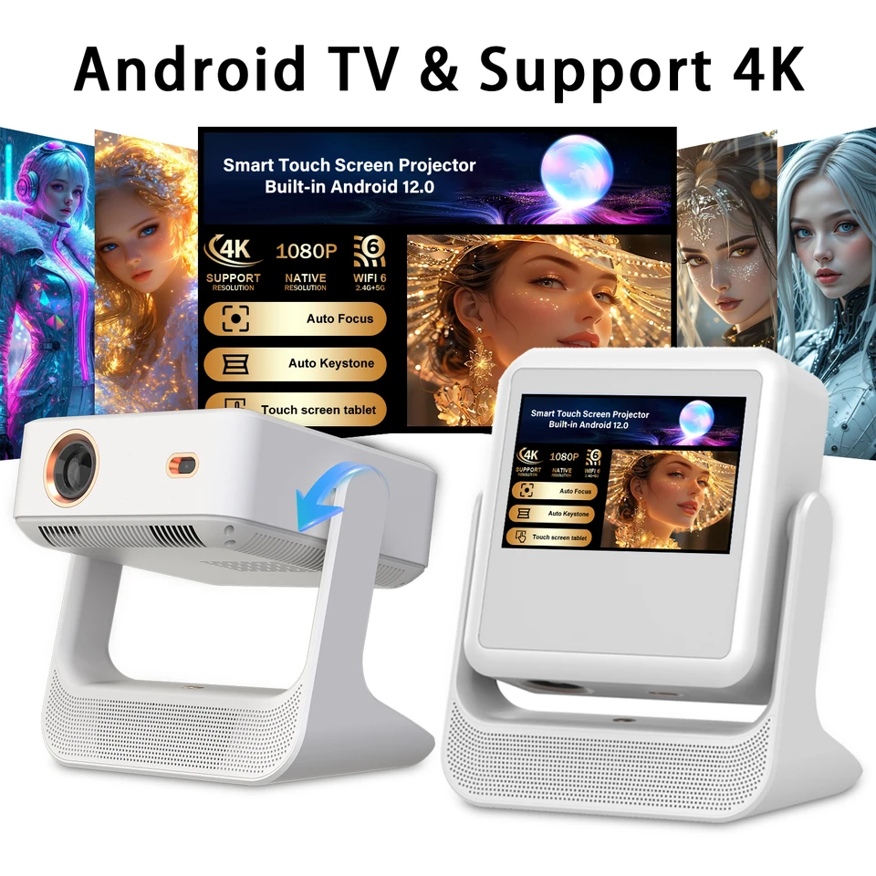 Prime Video Projector 8 Inch Touch 4K 1080P WiFi Bluetooth Android