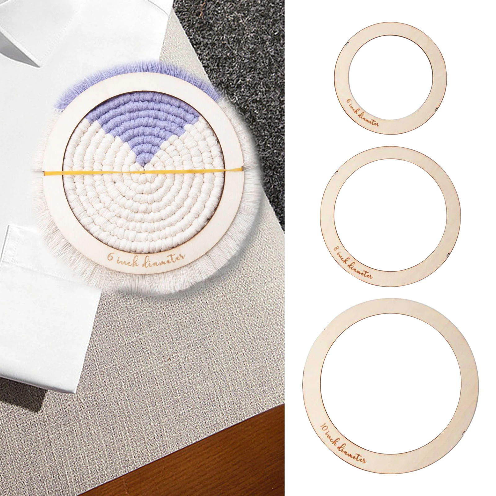 Set 10 Anelli In Legno Per Macramè E Fai Da Te – Cerchi Per Acchiappasogni Di Varie Misure (10-20 Cm) – Ideali Per Decorazioni Boho E Matrimonio - 4