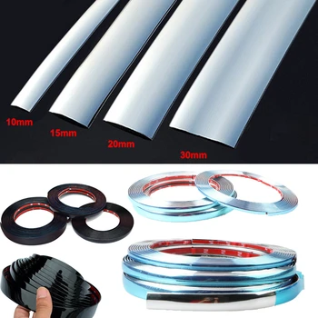 3M/5M Exterior Car Chrome Body Strip Bumper Auto Door Protective Moulding Styling Trim Sticker 10mm 20mm 25mm 30mm 50mm 1