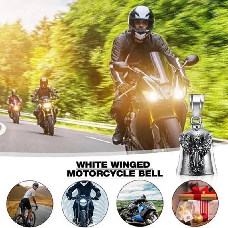 Guardian Bell Acciaio Al Titanio Punk Moto Lucky Angel Wings Esorcism Bell Pet Lucky Angel Punk Style Accessori Moto