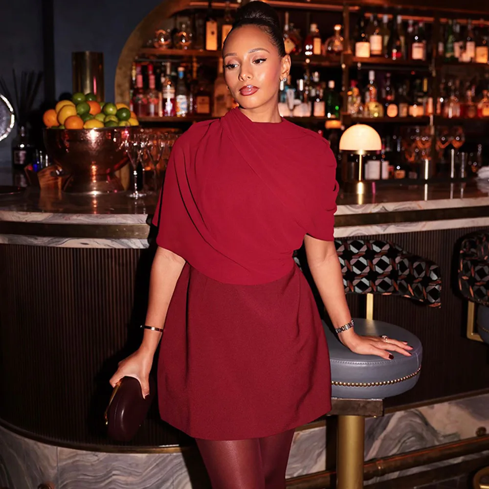 Fashion Autumn/Winter Half Sleeve Bodycon Women Dress Sexy Shawl Splicing Backless Dress Elegant Dance Party Vestido2025
