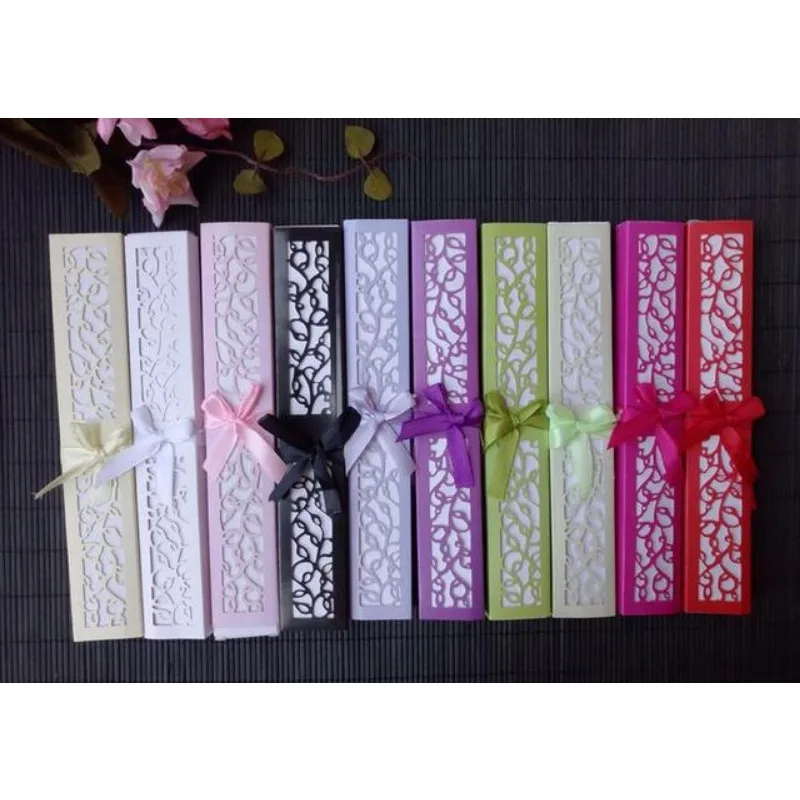 Silk Fold Hand Fan 11 Colors Elegant Laser-Cut Gift Box Wedding Party Favors Gifts