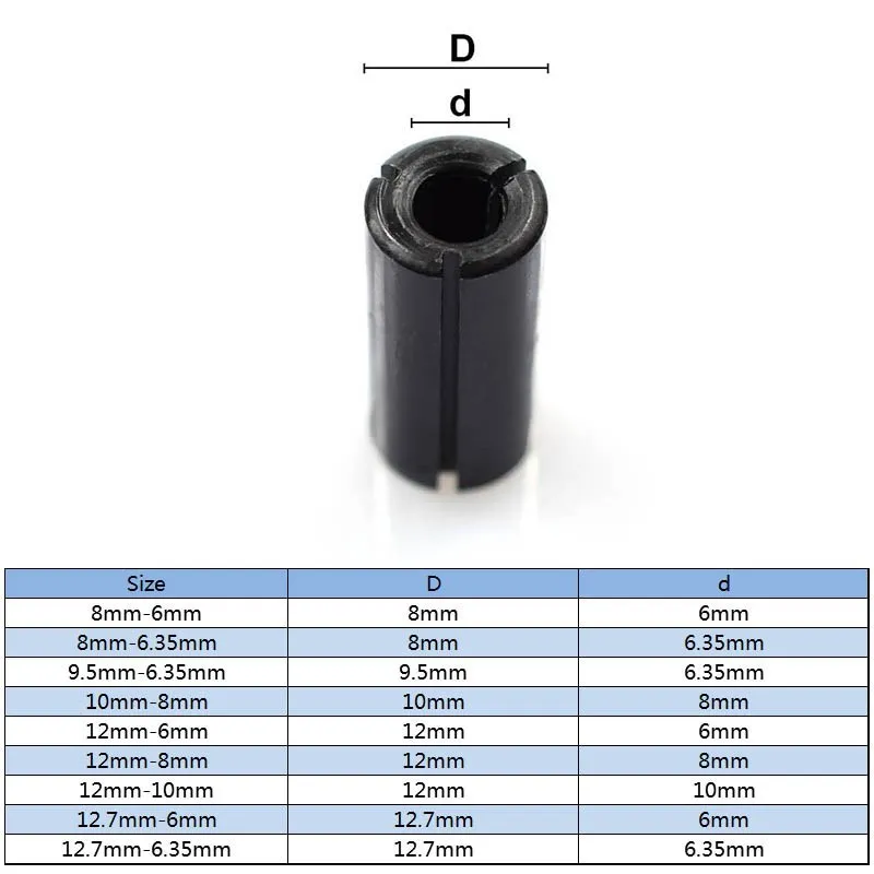 Tool Holder Adapter Collet 1pc 8-6/ 8-6.35/ 9.5-6.35/10-8/12-6 8 10/12.7-6 6.35mm CNC Router Tool