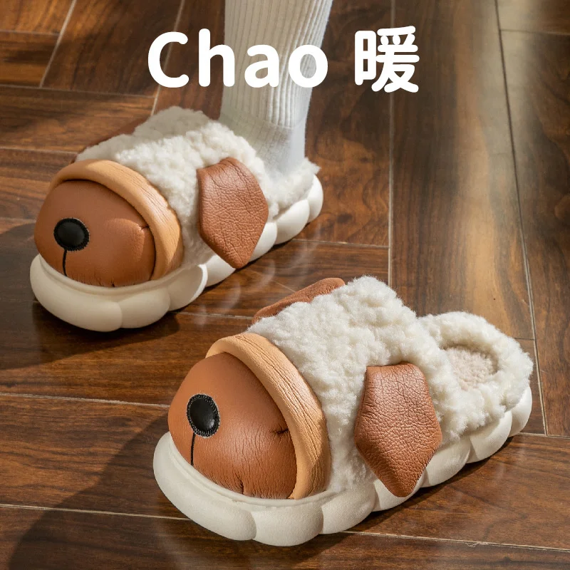 

Cartoon Cotton Slippers Female Winter Indoor Autumn Winter Home Warm Plush Cute Thick Soled Baby Slippers Male