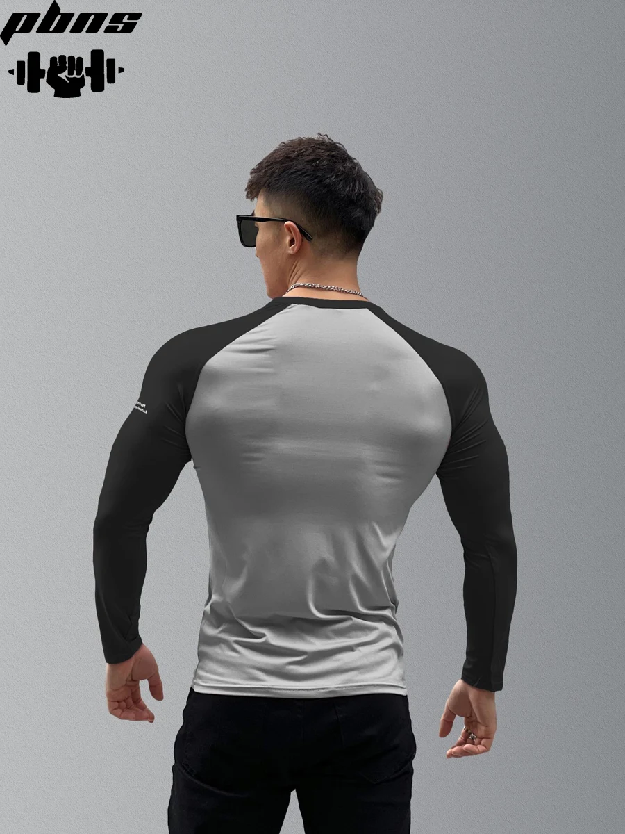 Fitness clothes Men's T-shirt long sleeve autumn sports comfortable quick drying clothes slim running muscle training long sleev 3