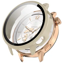 Enhanced Protective Case with Tempered Glass Screen for Oneplus Watch 3 43MM (Ivory)