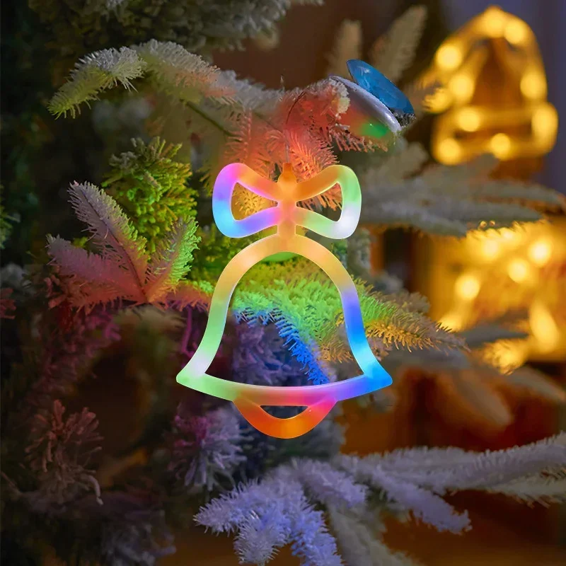 Window Wall Lights Battery Powered Snowflake Jingle Bell Stocking Shaped with Suction Cup for Christmas Holiday Home Decor