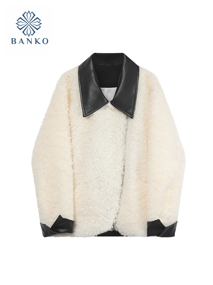 

American Retro Lambs Wool Coat Turn-Down Collar Cozy Long Sleeve Jackets Fleec Warm Thicken Outerwear High Street Autumn Winter