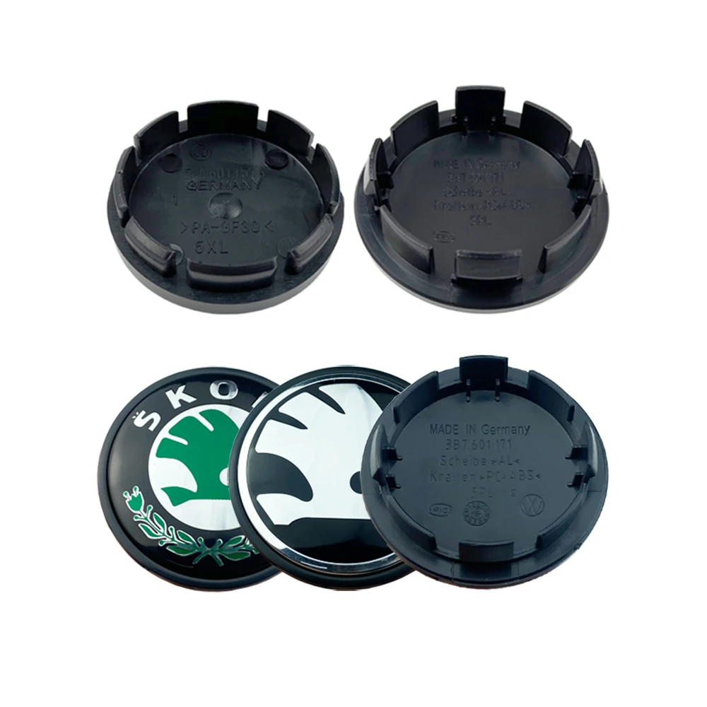 4pcs 56mm 65mm Balck Green Car Wheel Hub Center Caps Cover For Skoda