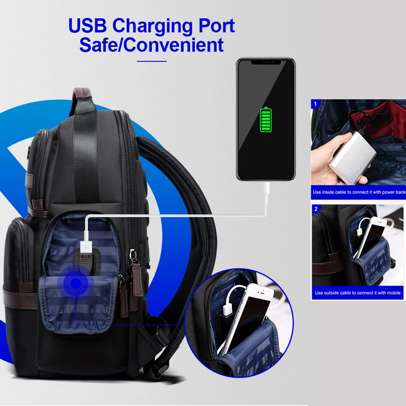 BOPAI 15.6 inch Oxford Cloth Backpack Men's Business Multifunctional Laptop USB Charging Bag Large Capacity Designer Backpack 3