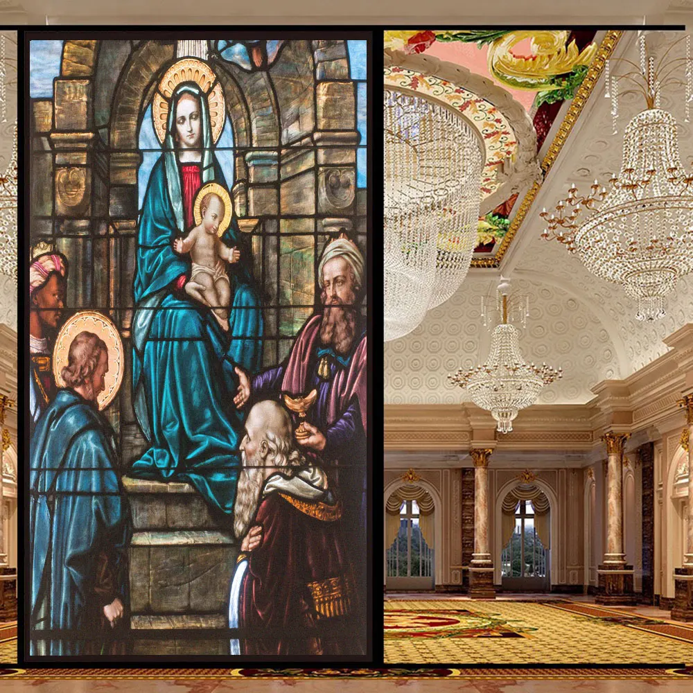 

Антиуф-пленка для окон, статическая клеящаяся матовая оконная наклейка с узором, блокирующая тепло, для церкви