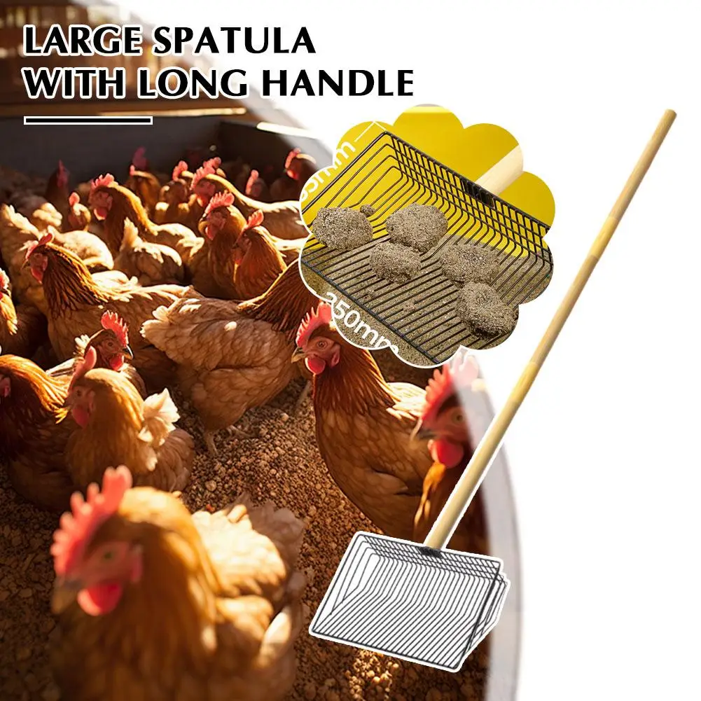 Large Metal Chicken Poop Scooper 3-in-1 Detachable Steel Chicken Inches Handle Tool 20 Wooden 42 Tool Coop Cleani Y7n3