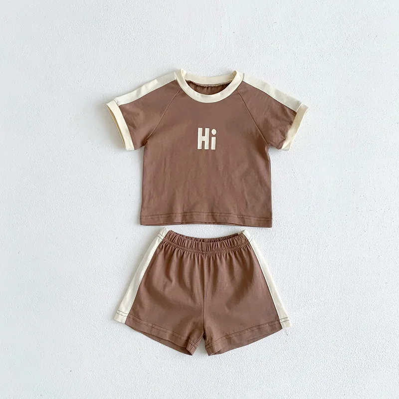 Summer Baby Boy Clothes Set Letter Print Tee and Shorts