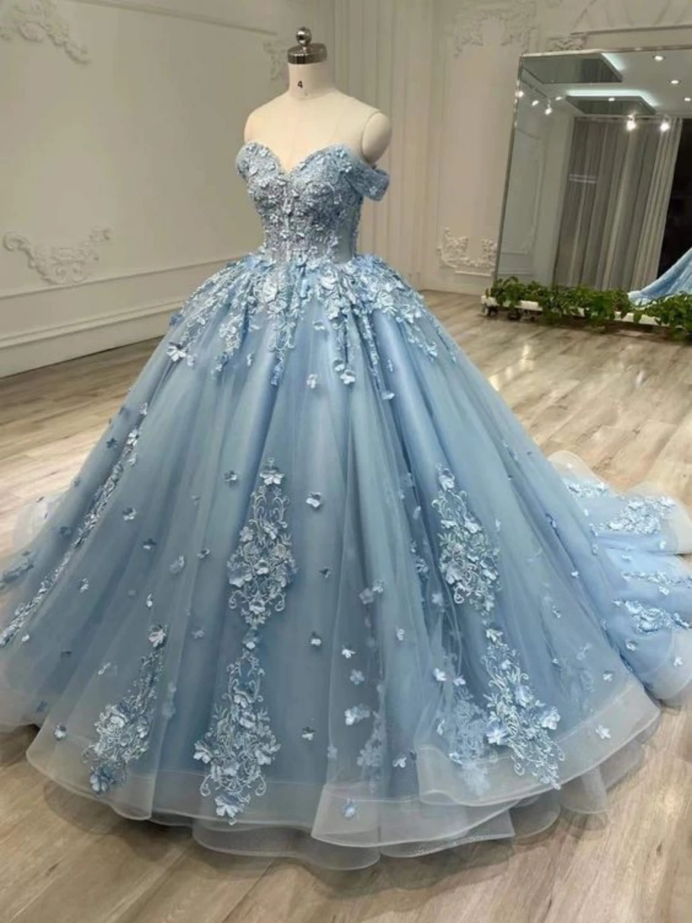 Quinceanrra Prom Dresses Party Dress Appliques 3D Flower Princess Sweet 16 Dress Customized quinceanera dresses party dress