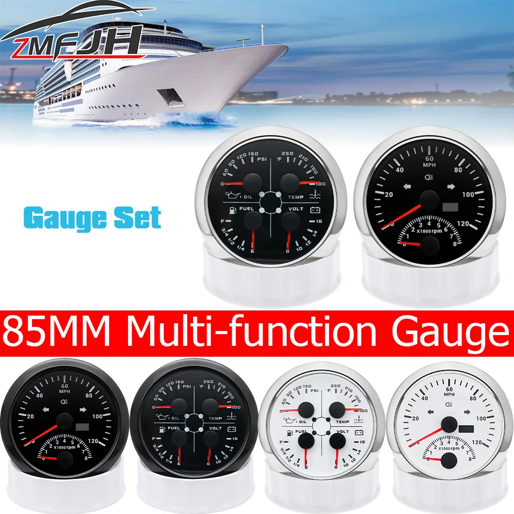 A Gauge Set 85mm GPS Speedometer With Tachometer Water Temp Oil