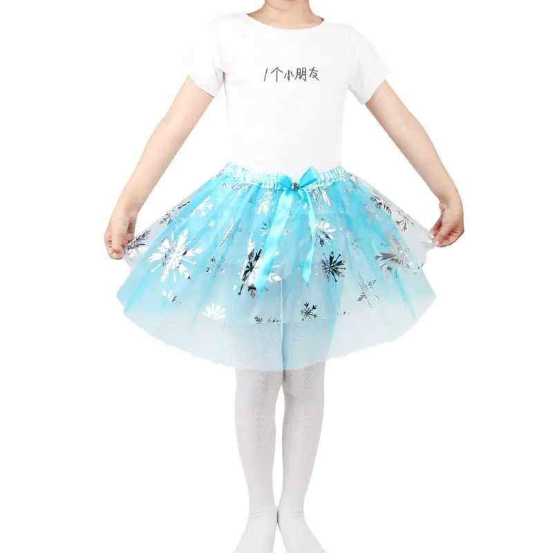 

Toddler Kid Girl Ballet Dance Bowknot Mini Skirt Glitter Metallic Snowflake