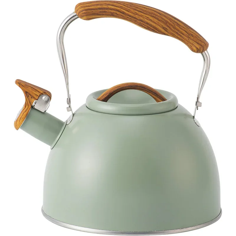 Whistling Kettle Light Green Spray Paint Sound Kettle Stainless Steel 3L Camping Teapot Teapots to Boil Water Whistle Gas Stove