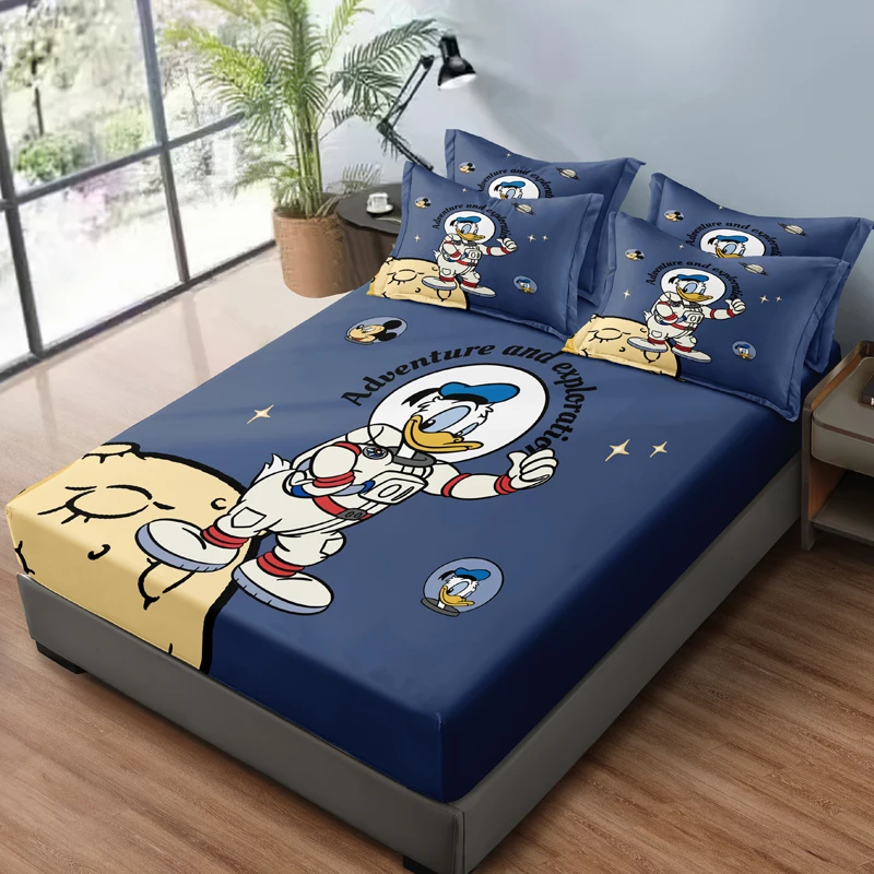 1 cartoon cute Donald Duck digital printed frosted Fitted Sheet,bedroom printed bed cover,bedding(No pillowcase) 4